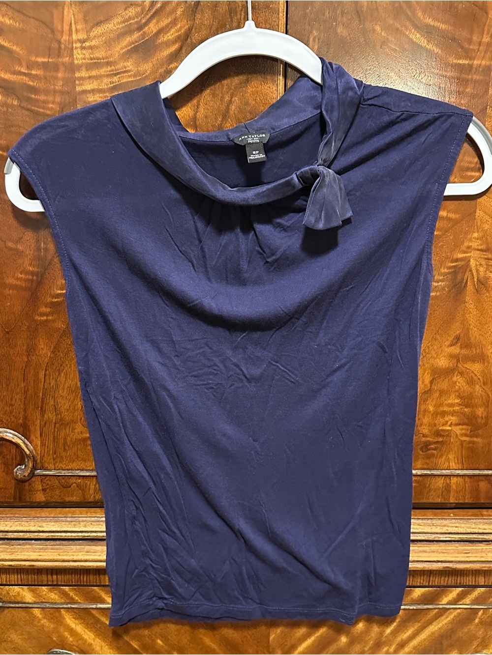 Ann Taylor Petite Sleeveless Navy Tie-Detail Camisole